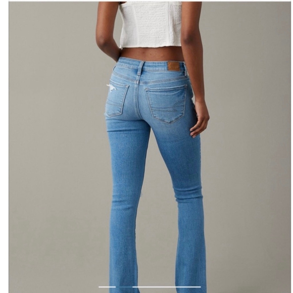 American Eagle Stretch High Waisted Skinny Kick Bootcut Jean Denim - Picture 6 of 15